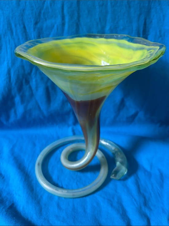 Other - Art Glass Yellow Swirl Decorative Vase